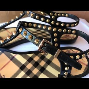 Burberry Black Studded Rubber Thong Sandal